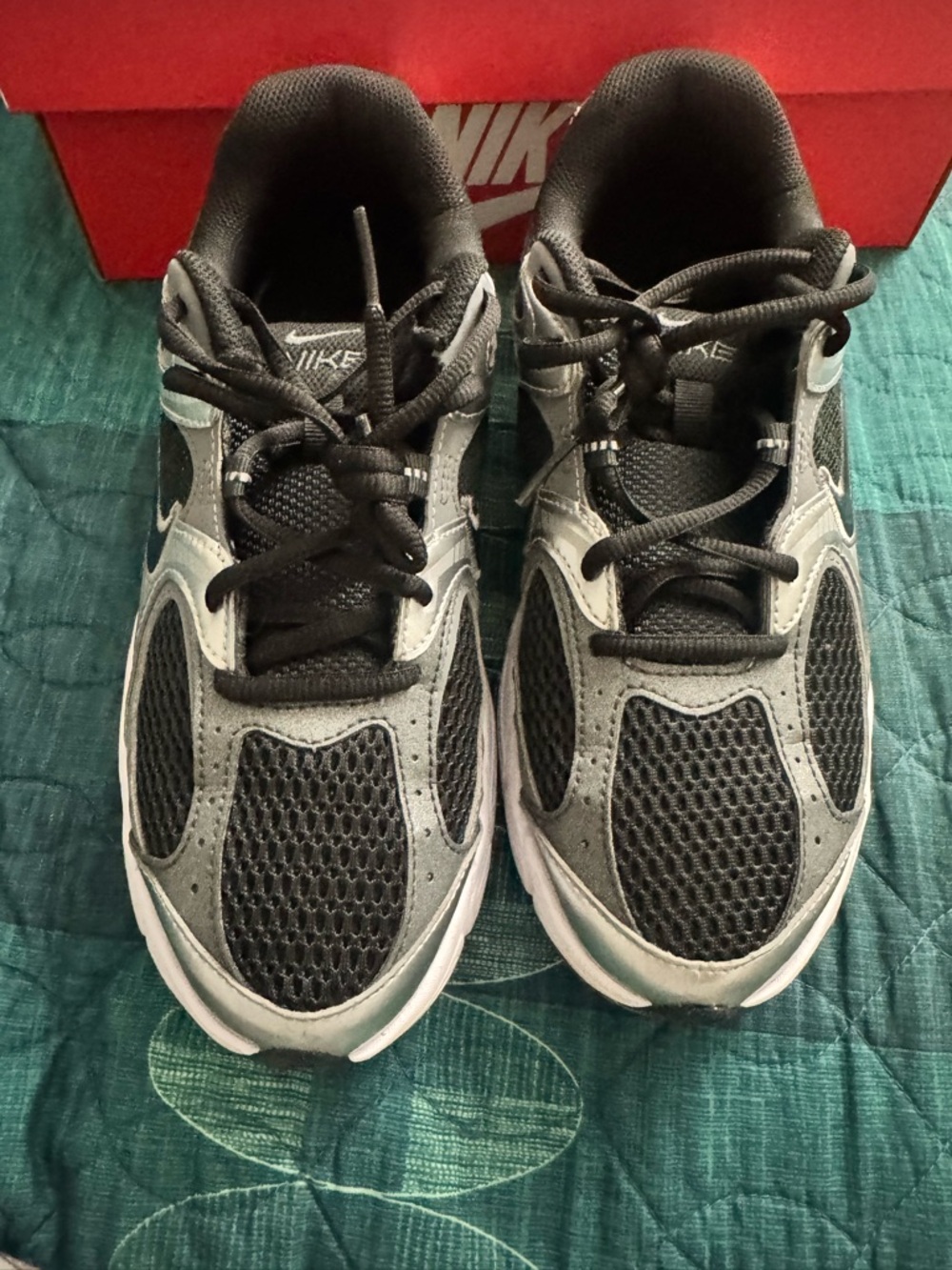 Nike Kids Black and Gray Mesh Lace-Up Sneakers